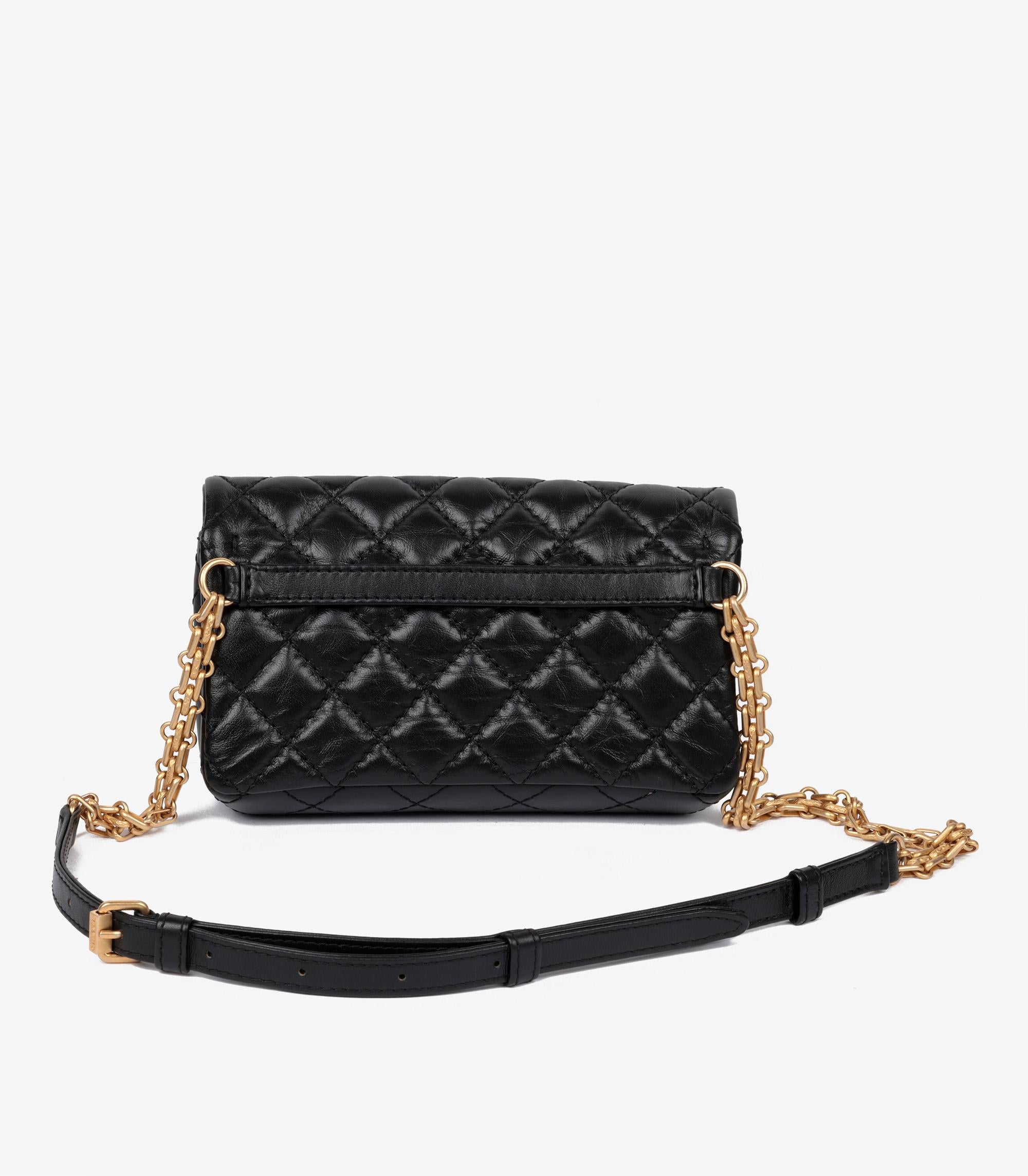 Chanel Black Quilted Aged Calfskin Leather 2.55 Reissue Belt Bag For Sale 2
