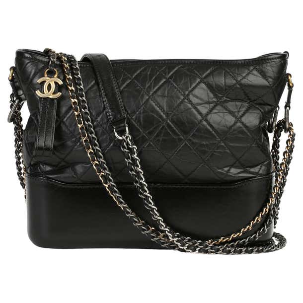 Chanel Black Quilted Aged Calfskin Leather Gabrielle Hobo Bag at ...