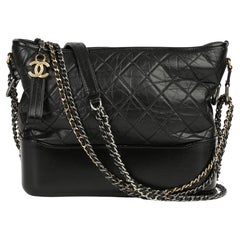 Used Chanel Black Quilted Aged Calfskin Leather Gabrielle Hobo Bag