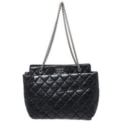 Chanel Black Quilted Aged Calfskin Leather Large Reissue Tote