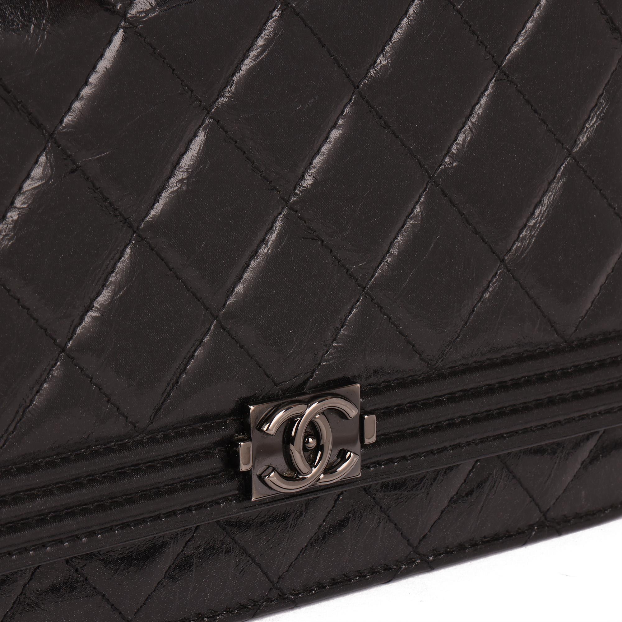 Women's CHANEL Black Quilted Aged Calfskin Leather SO Black Le Boy Wallet-on-Chain WOC