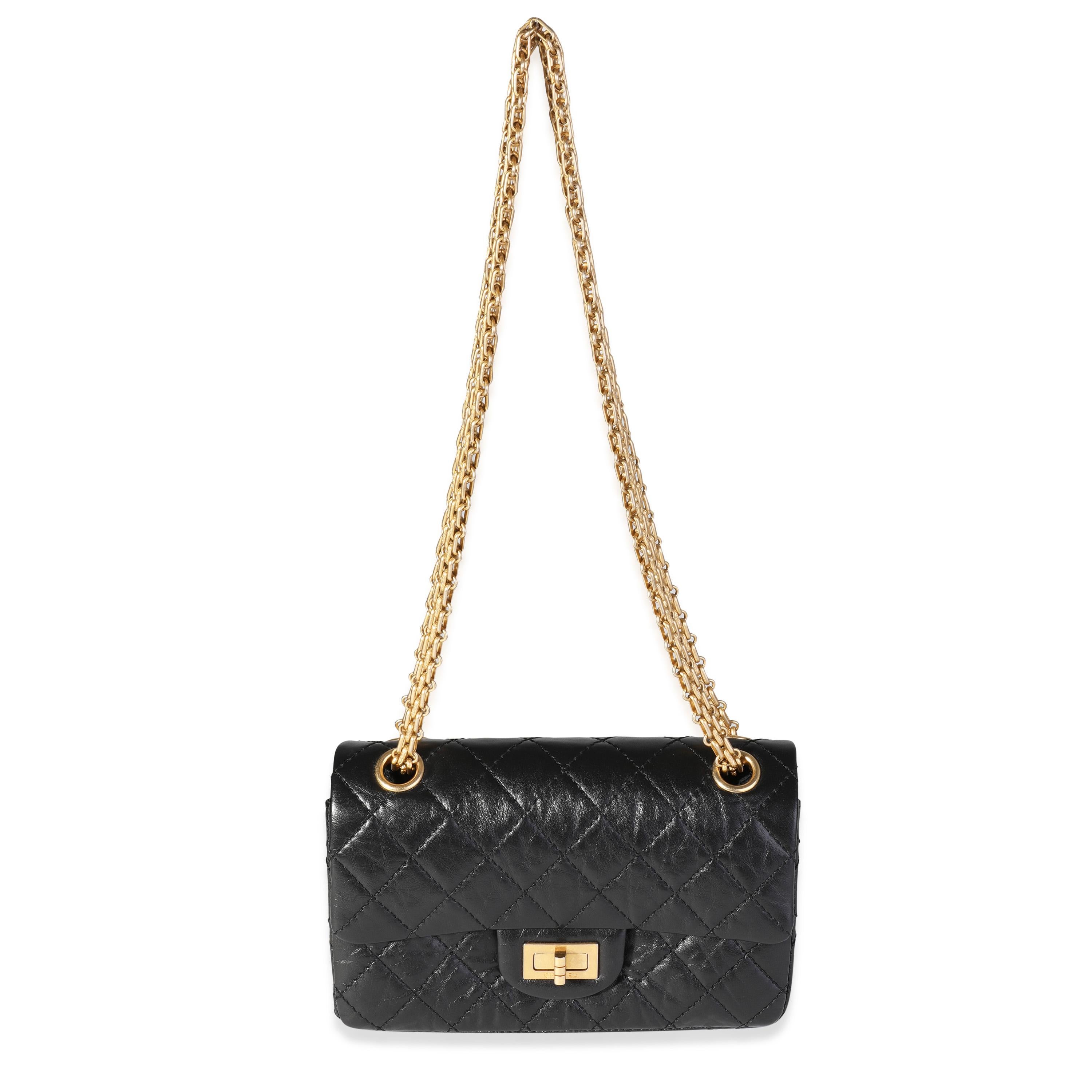 Listing Title: Chanel Black Quilted Aged Calfskin Reissue 2.55 224
SKU: 118587
Condition: Pre-owned (3000)
Handbag Condition: Mint
Condition Comments: Mint Condition. No visible signs of wear. Final sale.
Brand: Chanel
Model: Mini reissue 2.55 Aged