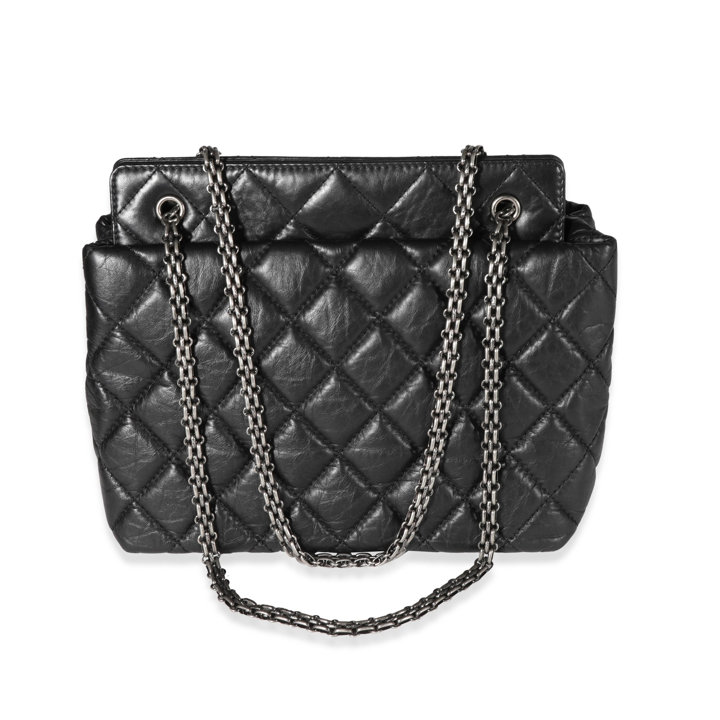 Chanel Black Quilted Aged Calfskin Reissue Shopping Tote In Good Condition For Sale In New York, NY