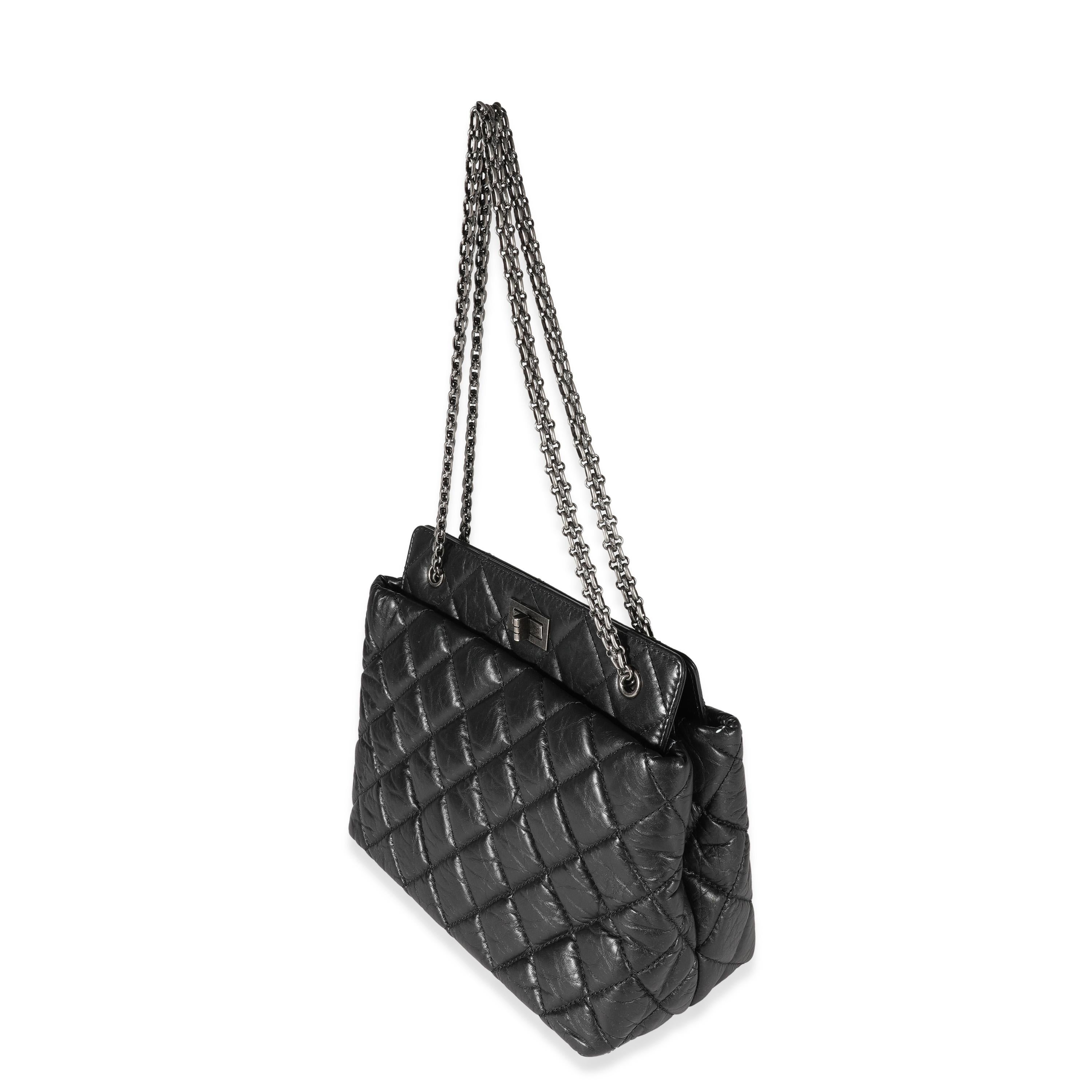 Women's Chanel Black Quilted Aged Calfskin Reissue Shopping Tote For Sale