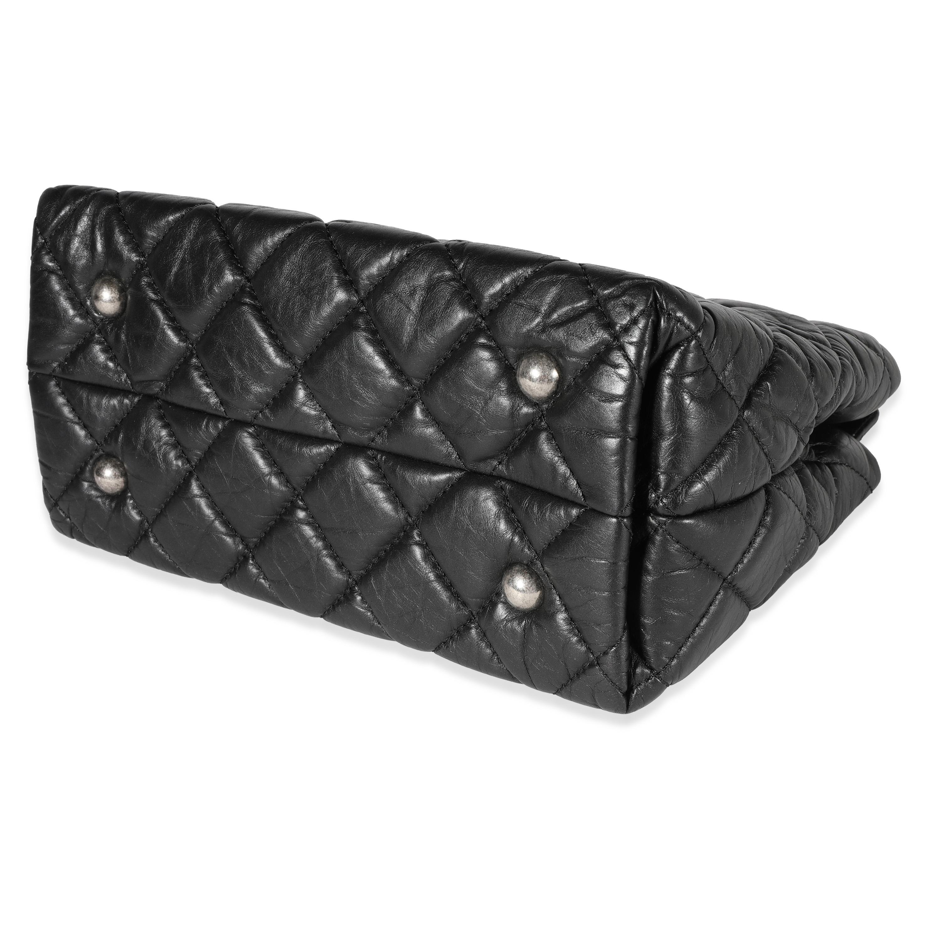 Chanel Black Quilted Aged Calfskin Reissue Shopping Tote For Sale 1