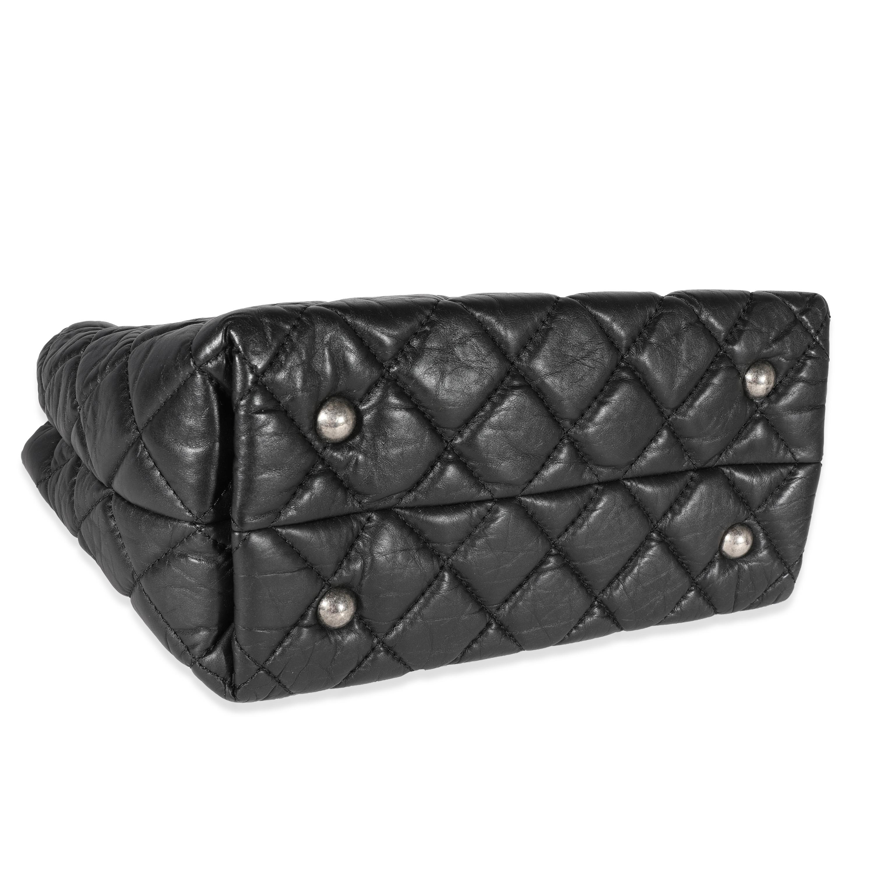 Chanel Black Quilted Aged Calfskin Reissue Shopping Tote For Sale 2