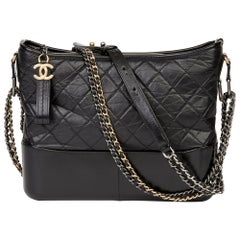 Chanel Black Quilted Aged Calfskin & Smooth Calfskin Leather Medium Gabrielle Ho