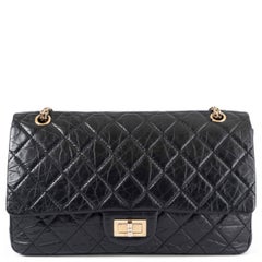CHANEL black quilted aged leather 2.55 227 REISSUE MAXI FLAP Shoulder Bag