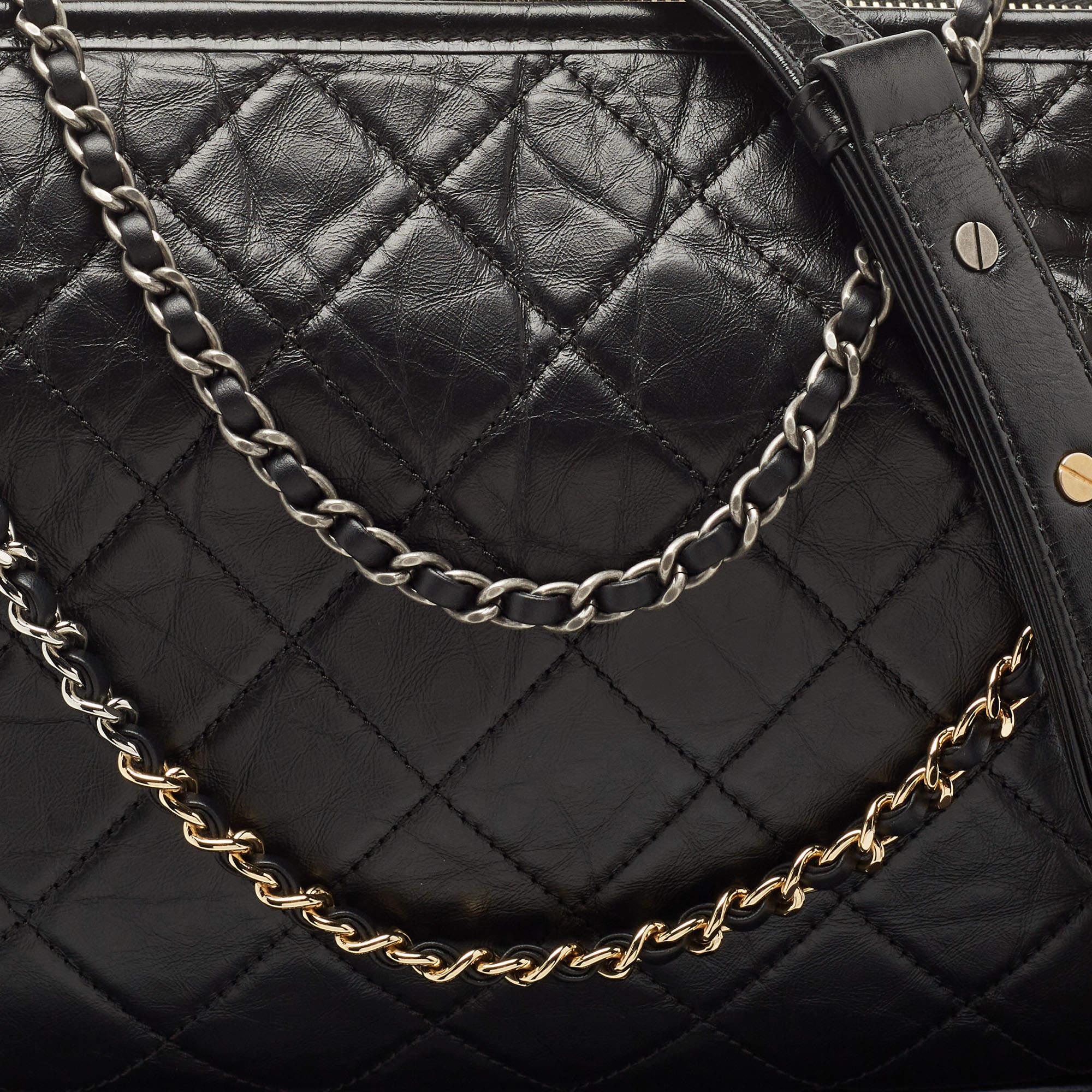 Chanel Black Quilted Aged Leather Large Gabrielle Hobo 10