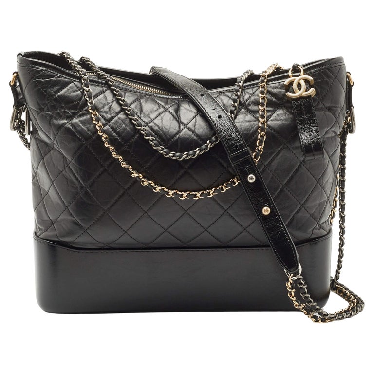 Chanel Black Quilted Aged Leather Large Gabrielle Hobo at 1stDibs
