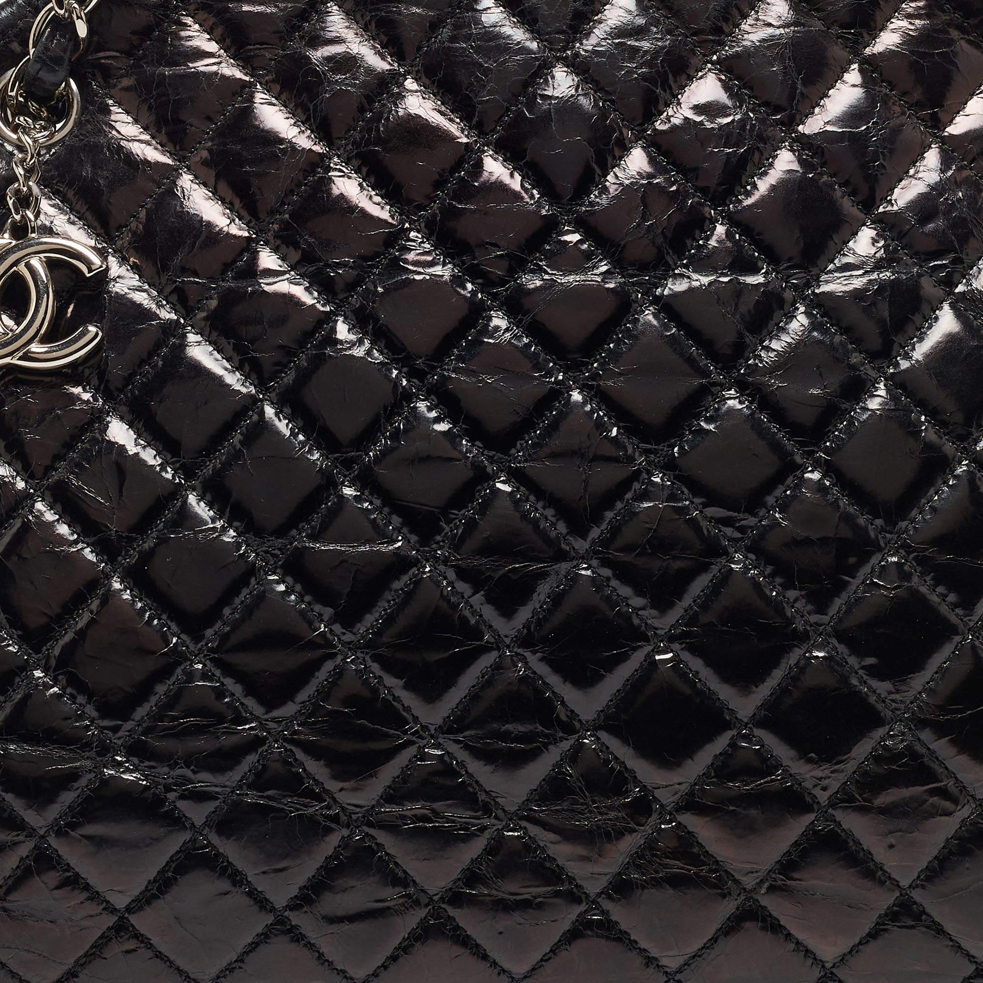 Chanel Black Quilted Aged Leather Large Just Mademoiselle Bowling Bag 5