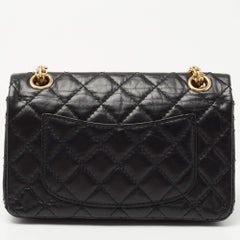 Chanel Black Quilted Aged Leather Lucky Charms Reissue 2.55 Classic 224 Flap Bag