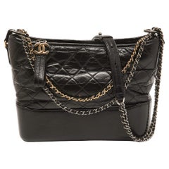 Chanel Black Quilted Aged Leather Medium Gabrielle Hobo