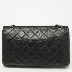 Borsa Chanel nera trapuntata in pelle invecchiata Reissue 2.55 Classic 227 Flap