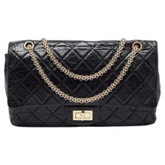 Chanel Black Quilted Aged Leather Reissue 2.55 Classic 227 Flap Bag