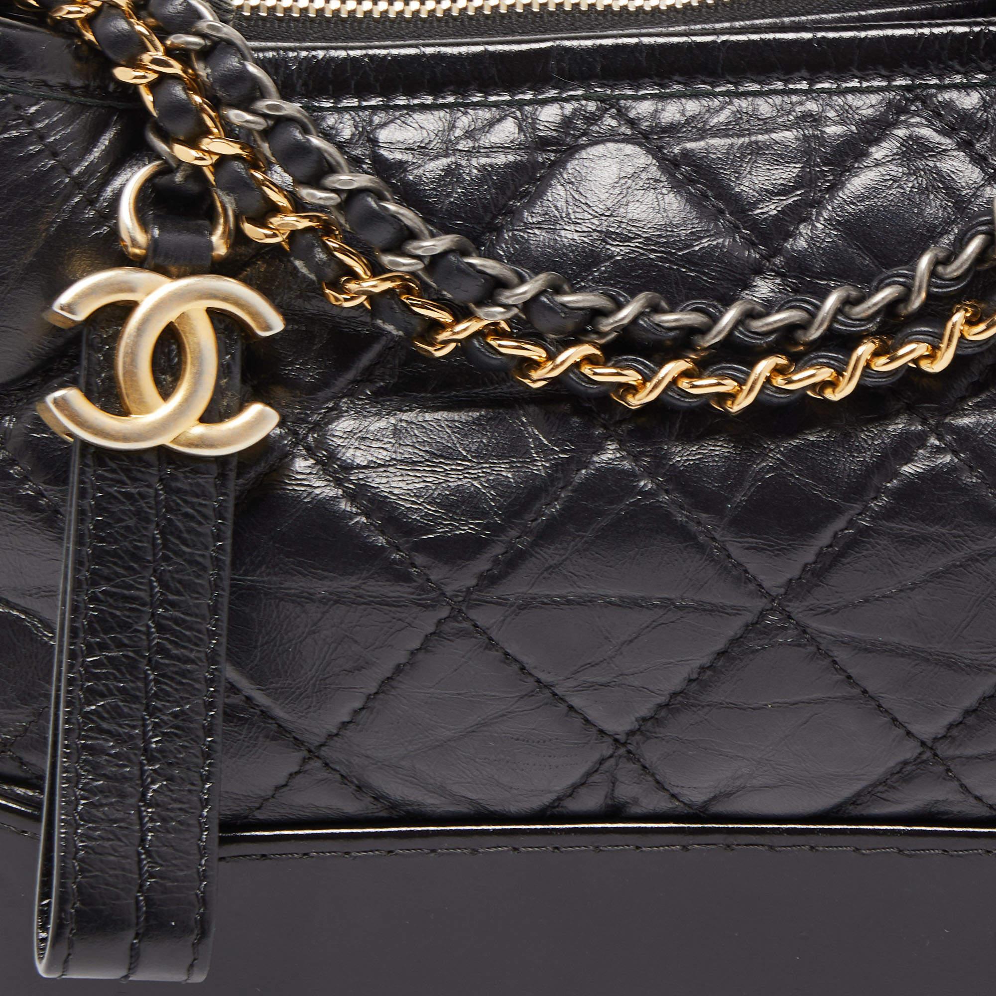 Chanel Black Quilted Aged Leather Small Gabrielle Hobo 6