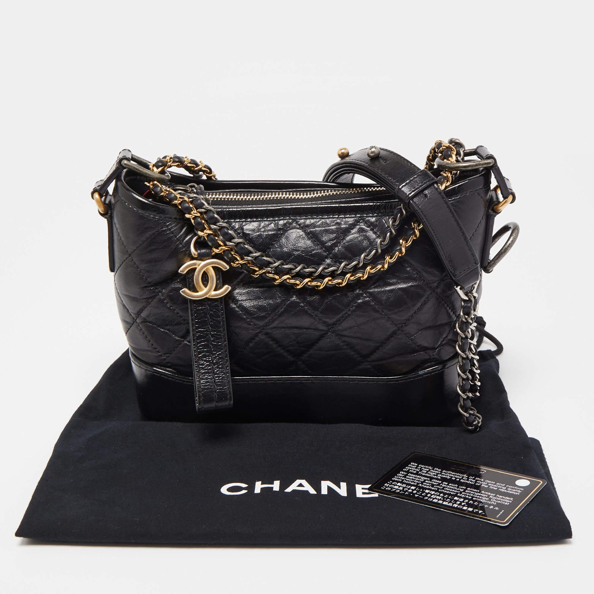 Chanel Black Quilted Aged Leather Small Gabrielle Hobo 9