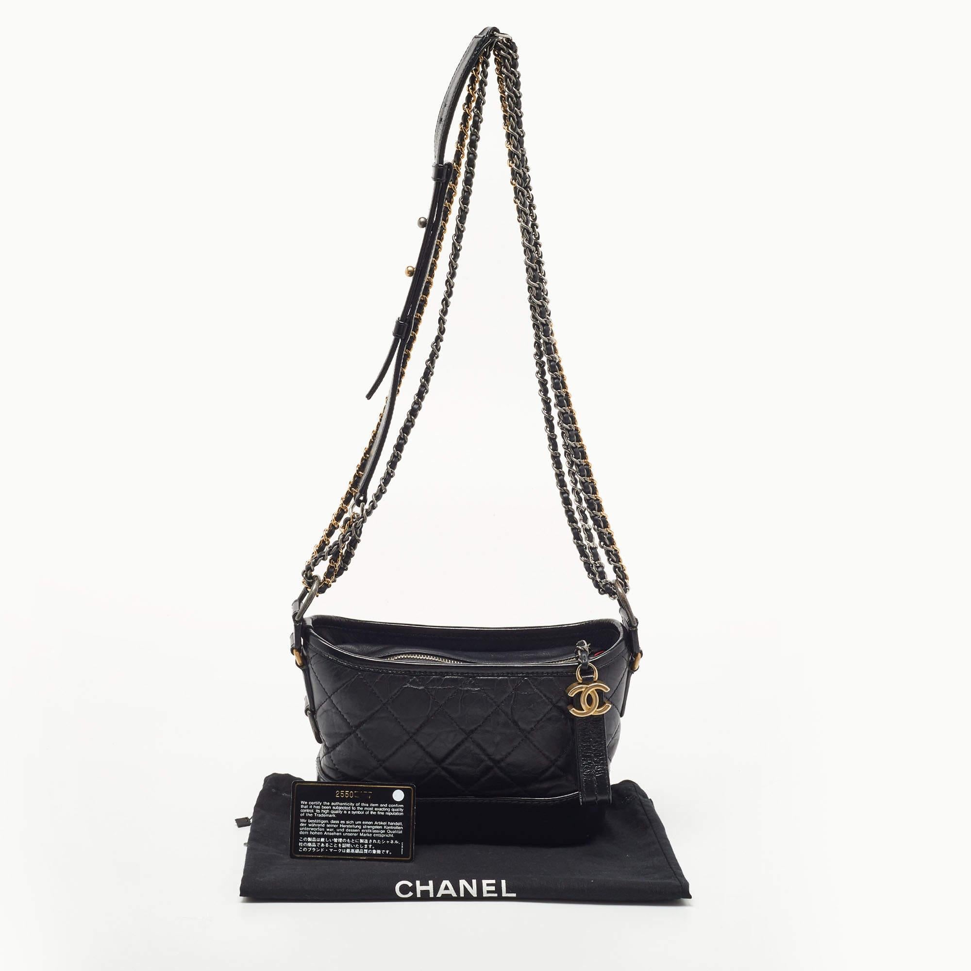 Chanel Black Quilted Aged Leather Small Gabrielle Hobo 9
