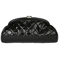 Chanel Black Quilted Aged Patent Leather Timeless Clutch