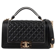 Chanel Black Quilted Boy Chanel Handle Flap Bag