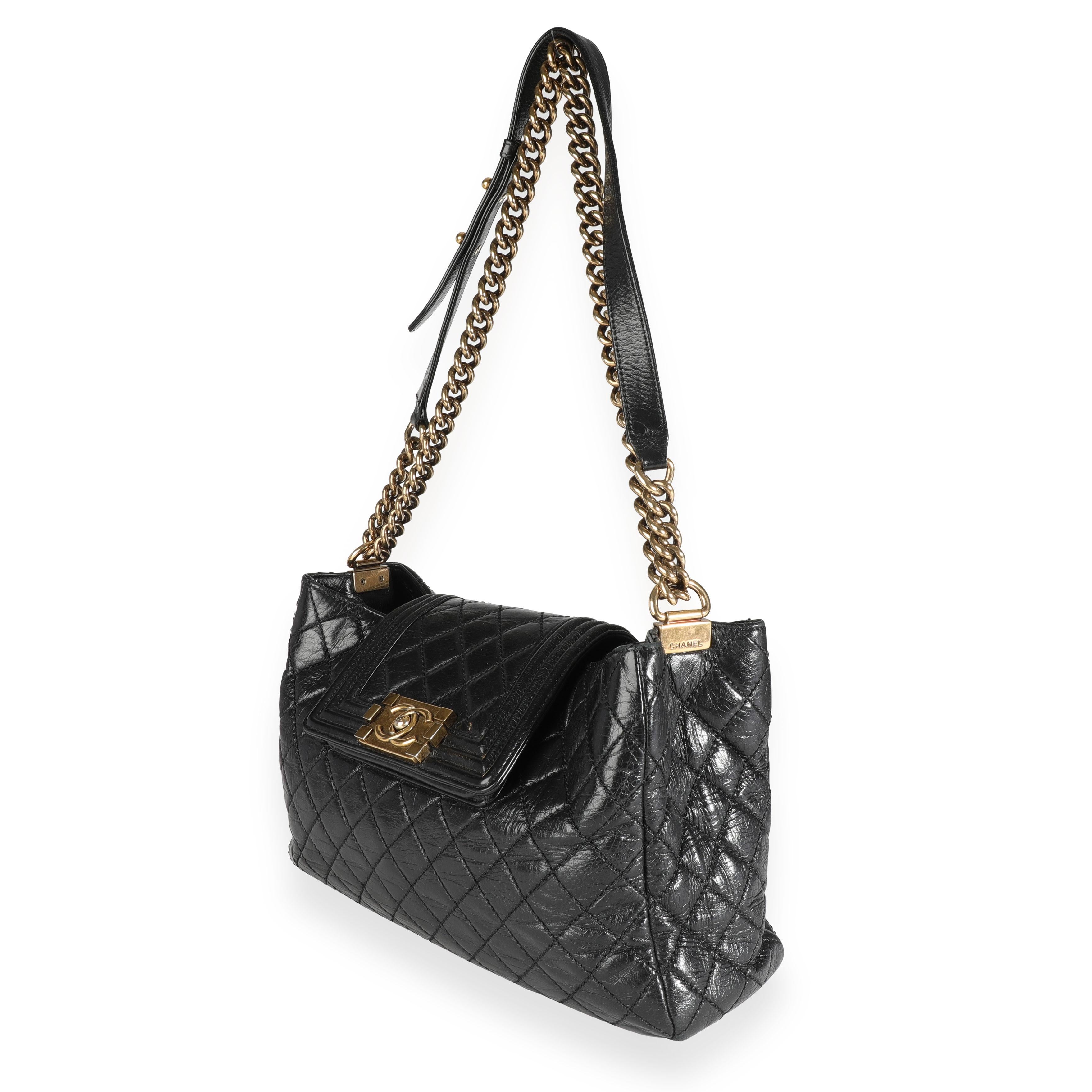 Chanel Black Quilted Boy Front Pocket Shopping Bag 1