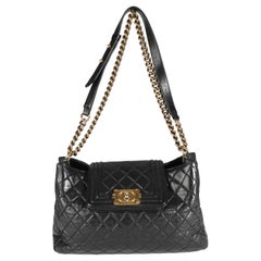 Chanel Black Quilted Boy Front Pocket Shopping Bag