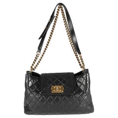 Chanel Black Quilted Boy Front Pocket Shopping Bag