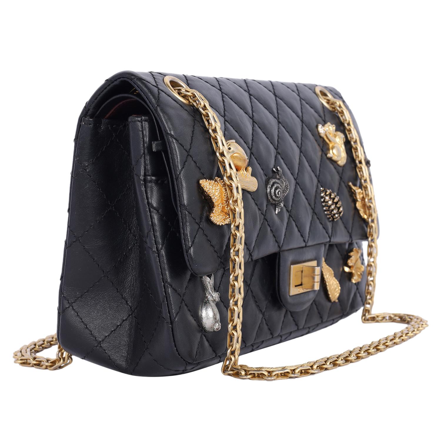 Women's Chanel Black Quilted Calfskin 2.55 Lucky Charms Reissue Flap Bag