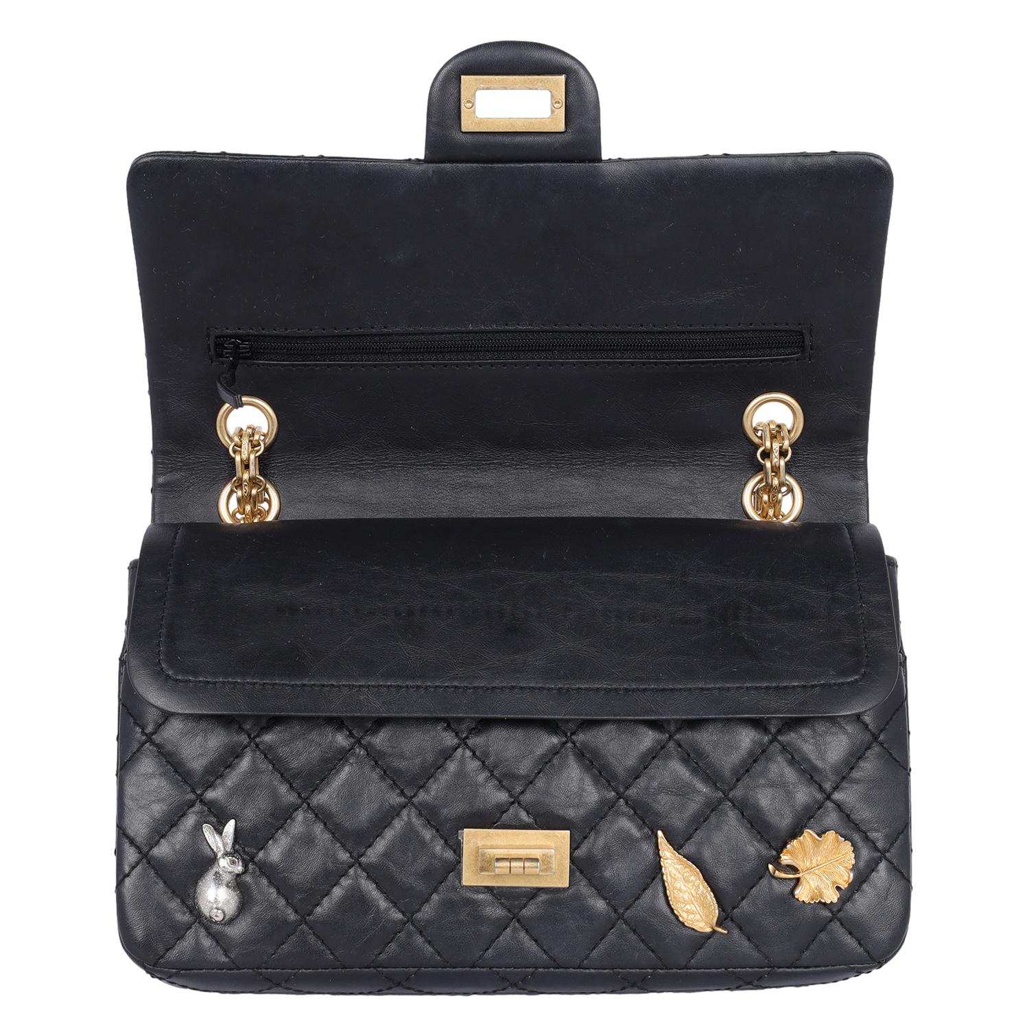 Chanel Black Quilted Calfskin 2.55 Lucky Charms Reissue Flap Bag 5