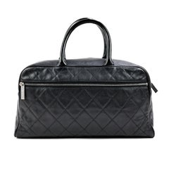 Chanel Black Quilted Calfskin Boston Travel Bag