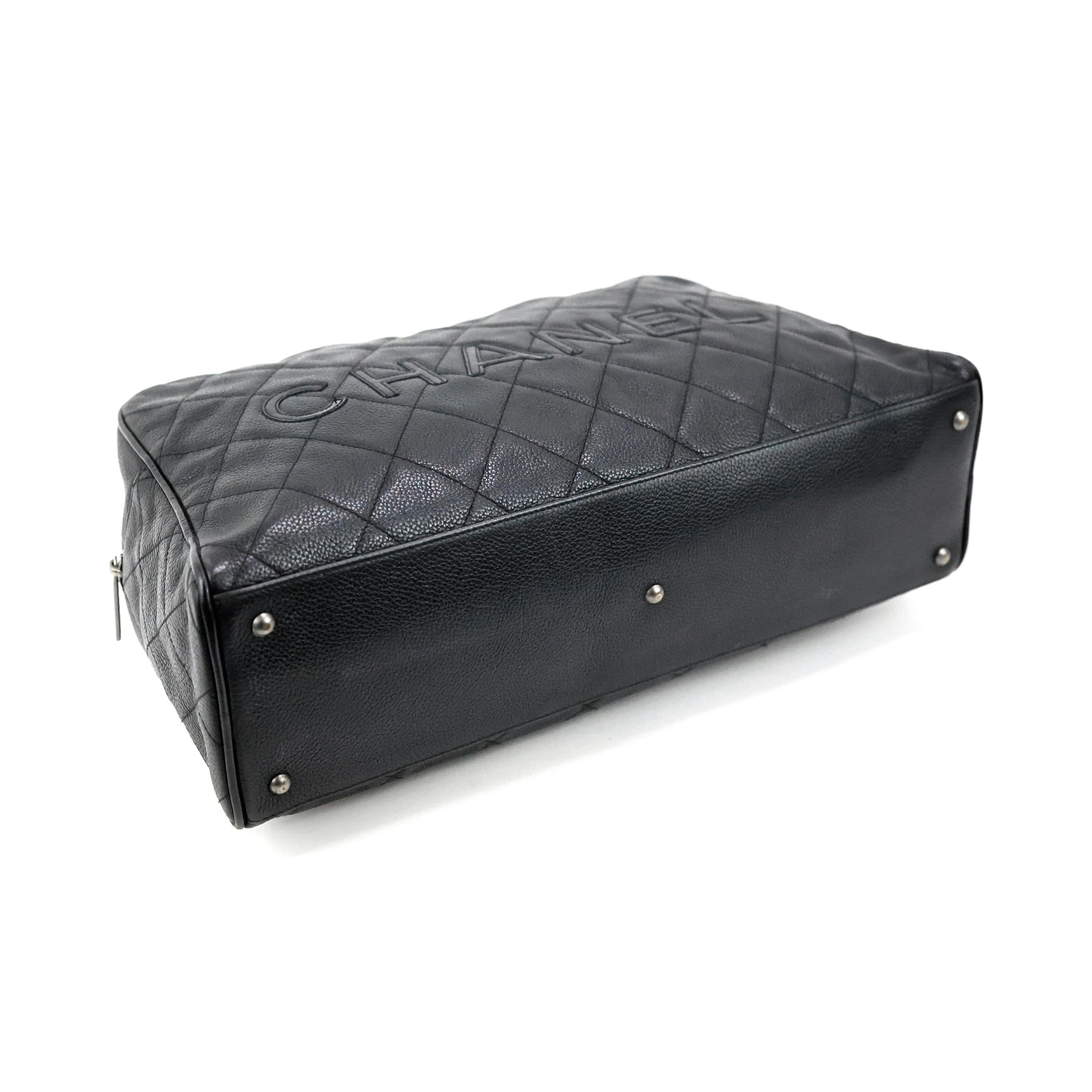 Women's Chanel Black Quilted Calfskin Boston Travel Bag For Sale
