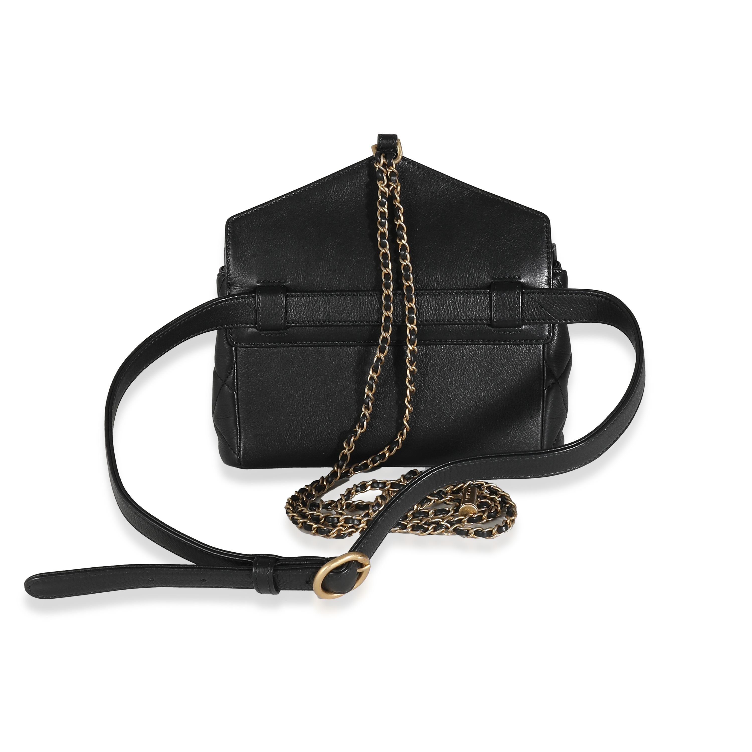 Chanel Black Quilted Calfskin Carry With Chic Flap Waist Bag For Sale 3