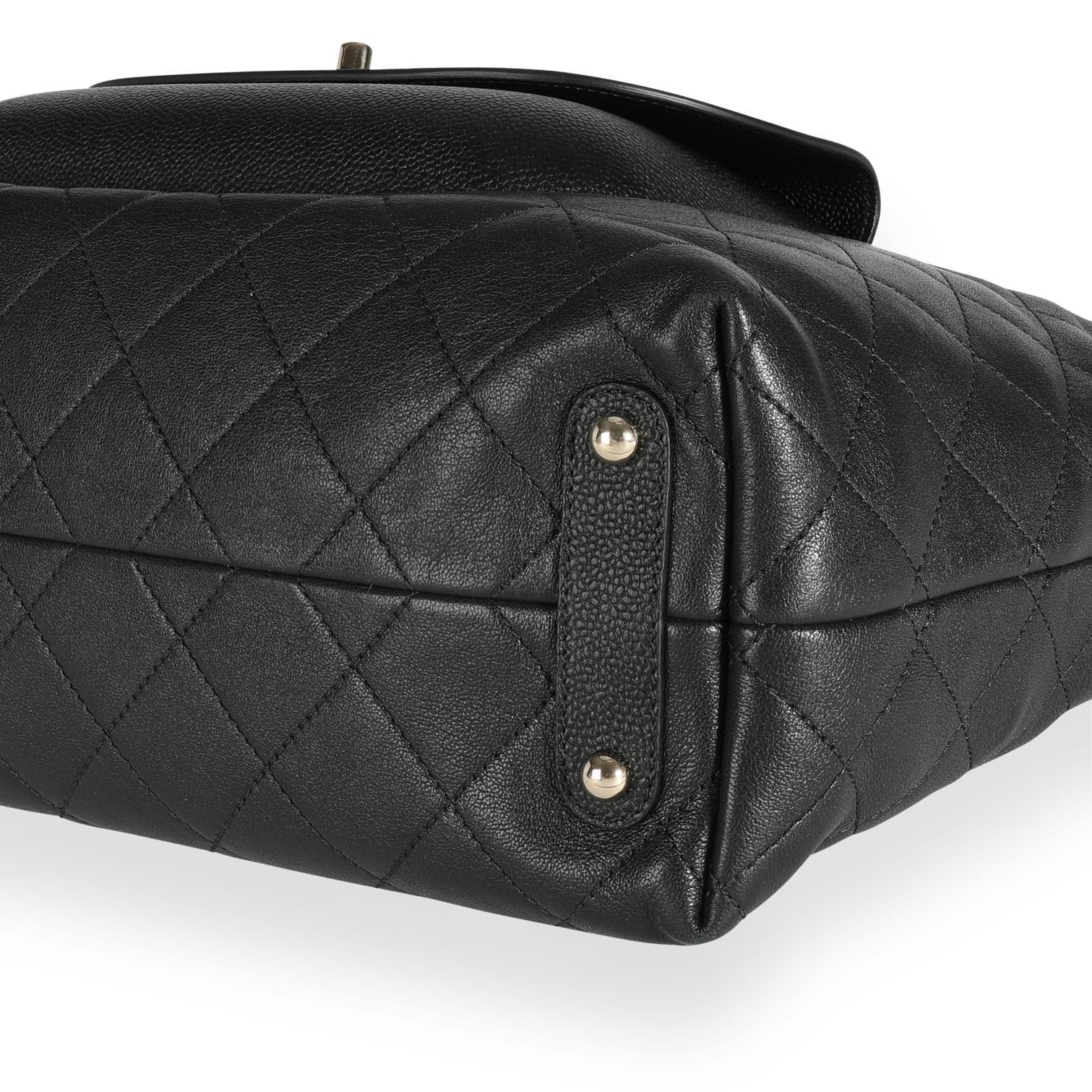 Chanel Black Quilted Calfskin & Caviar Daily Round Tote In Good Condition In New York, NY