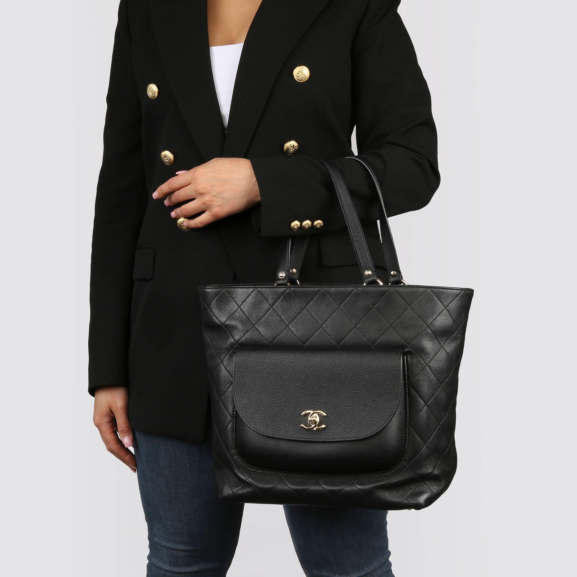Chanel Black Quilted Calfskin & Caviar Leather Classic Tote 9