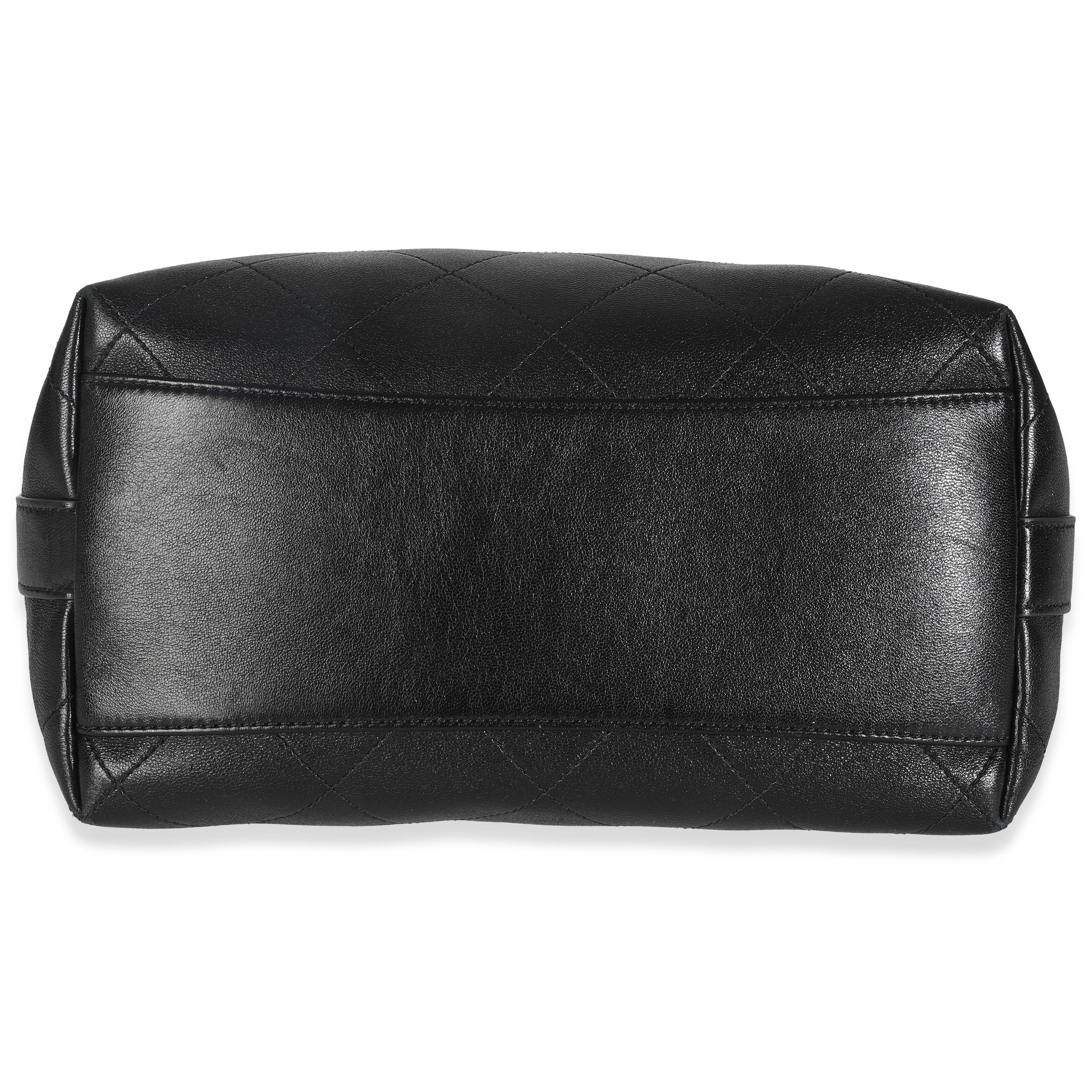 Chanel Black Quilted Calfskin CC Large Button Bucket Bag For Sale 1