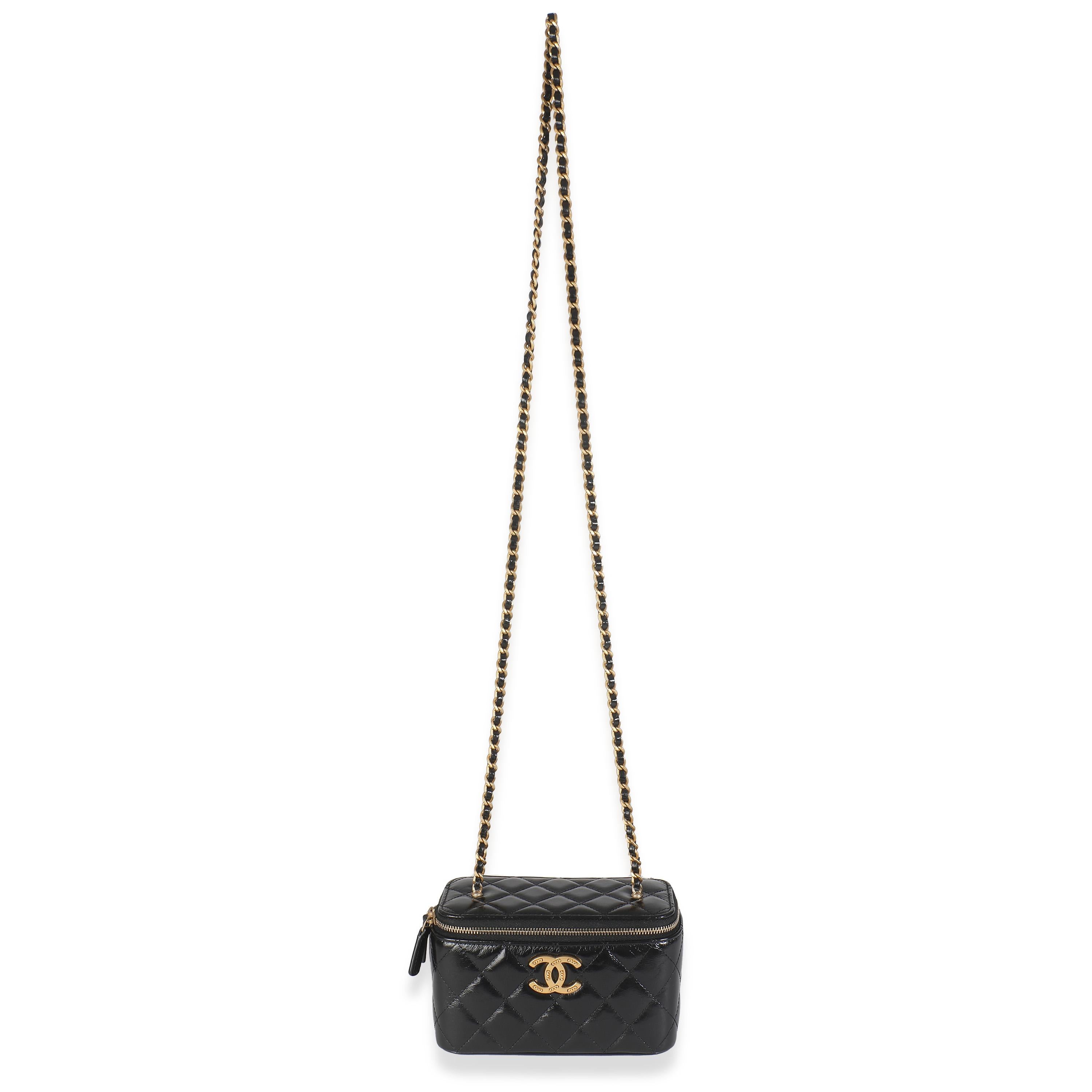 Chanel Black Quilted Calfskin Chain CC Vanity For Sale 2