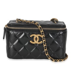 Chanel Black Quilted Calfskin Chain CC Vanity