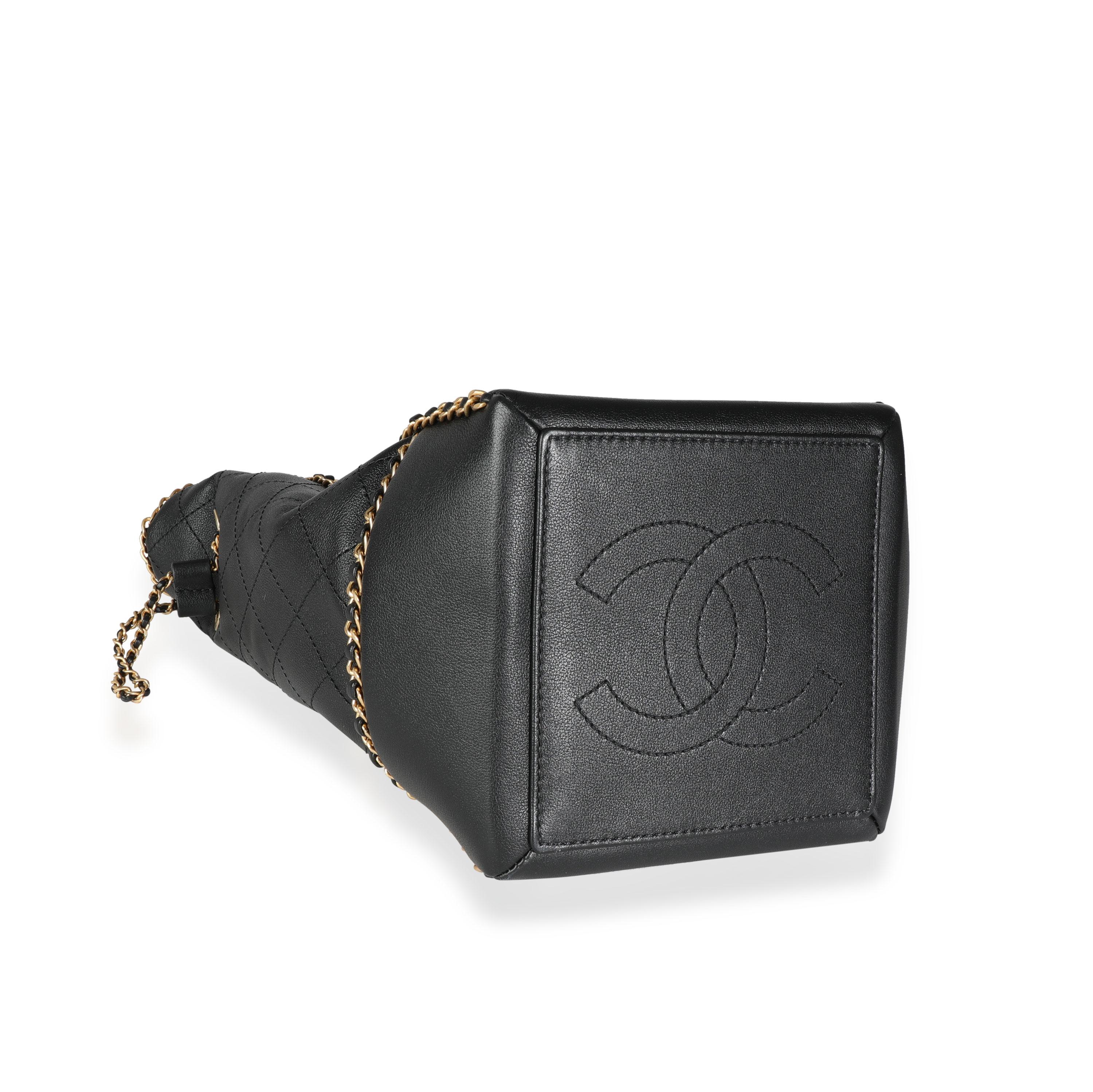 Chanel Black Quilted Calfskin Chain Drawstring Bag 1