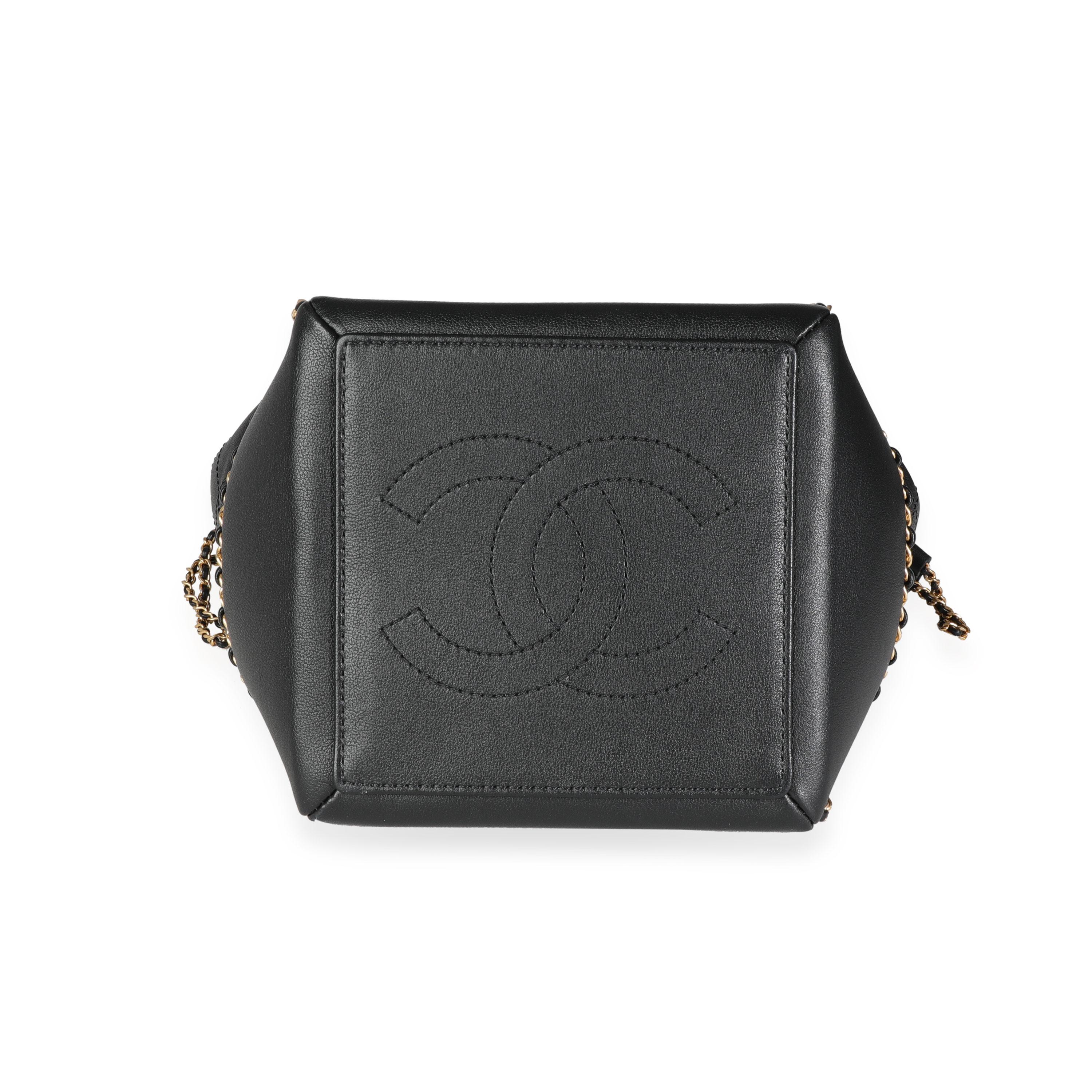 Chanel Black Quilted Calfskin Chain Drawstring Bag 2