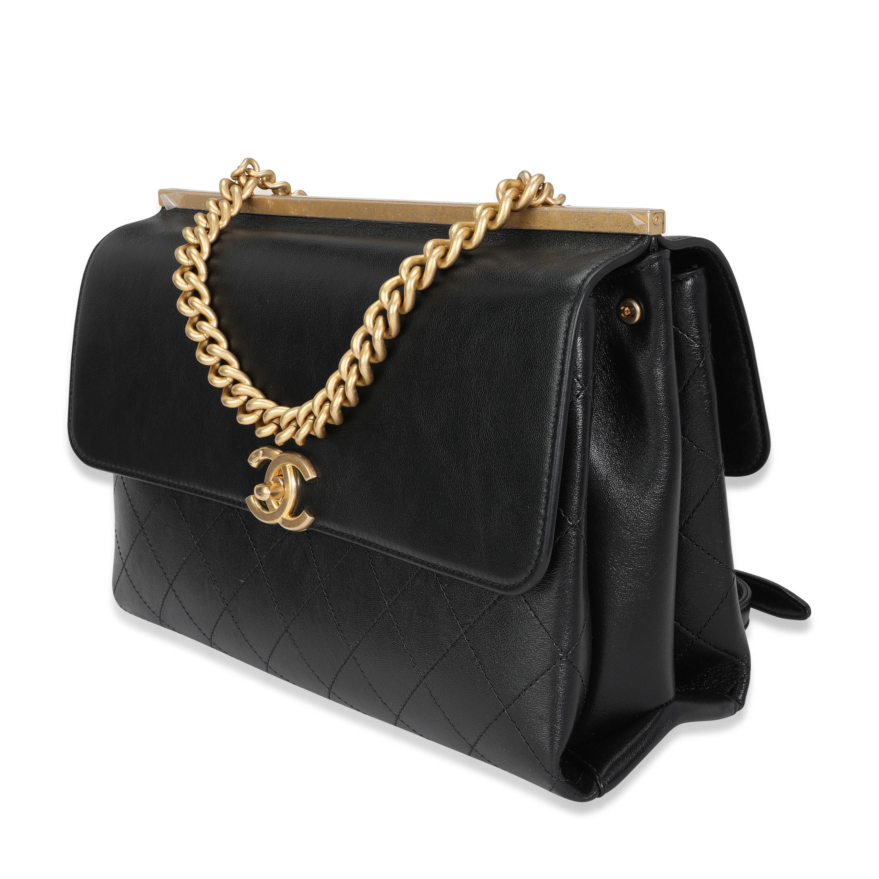 Chanel Borsa shopping a catena in pelle di vitello trapuntata nera 3