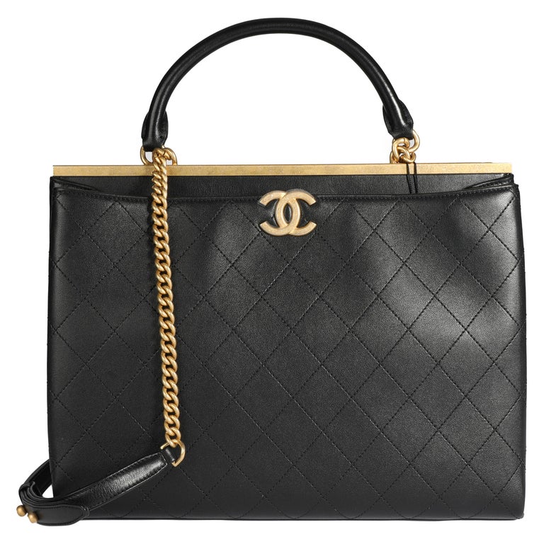 Chanel Black Quilted Calfskin Coco Luxe Large Shopping Bag For Sale at ...