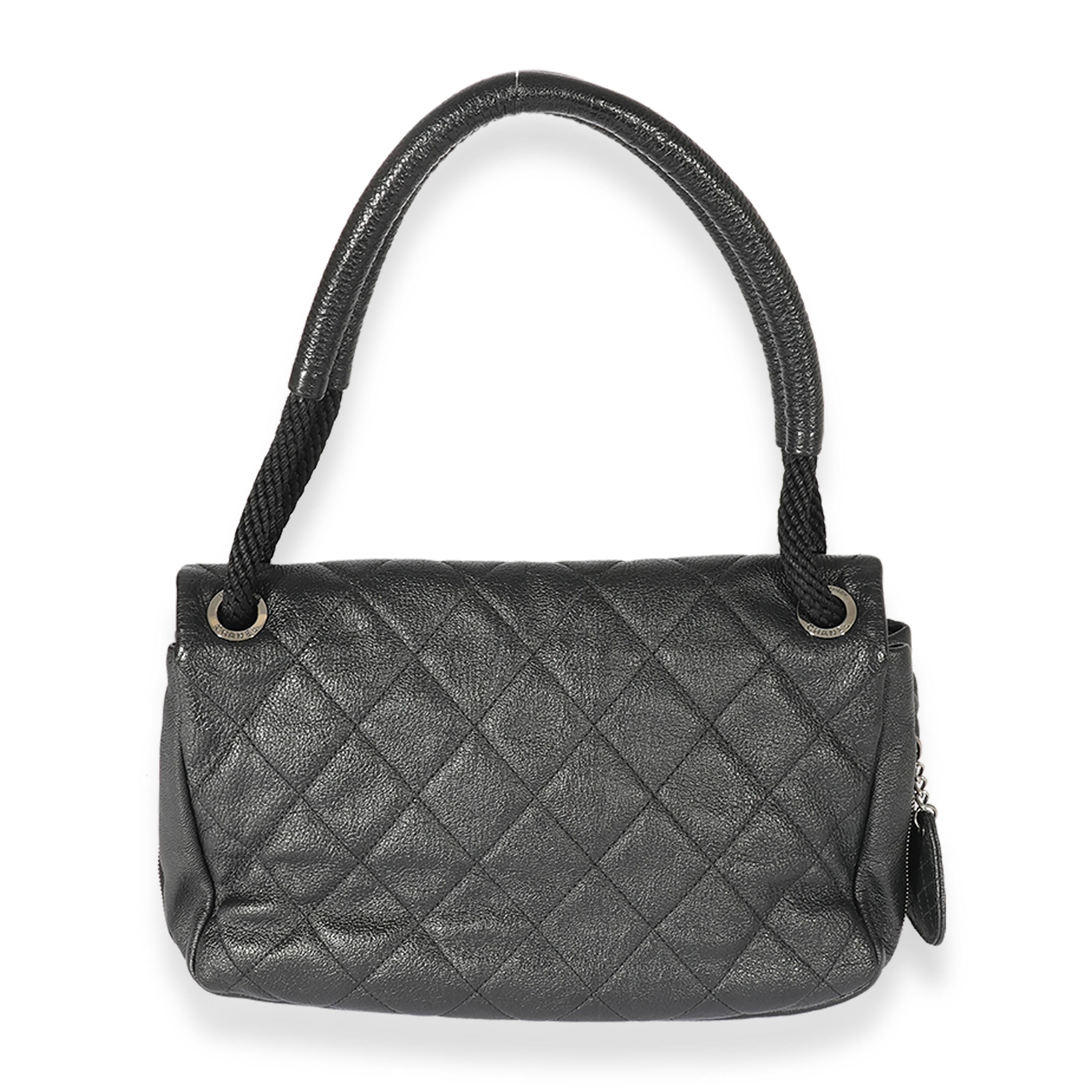 Chanel Black Quilted Calfskin Encrusted CC Rope Flap Bag 3