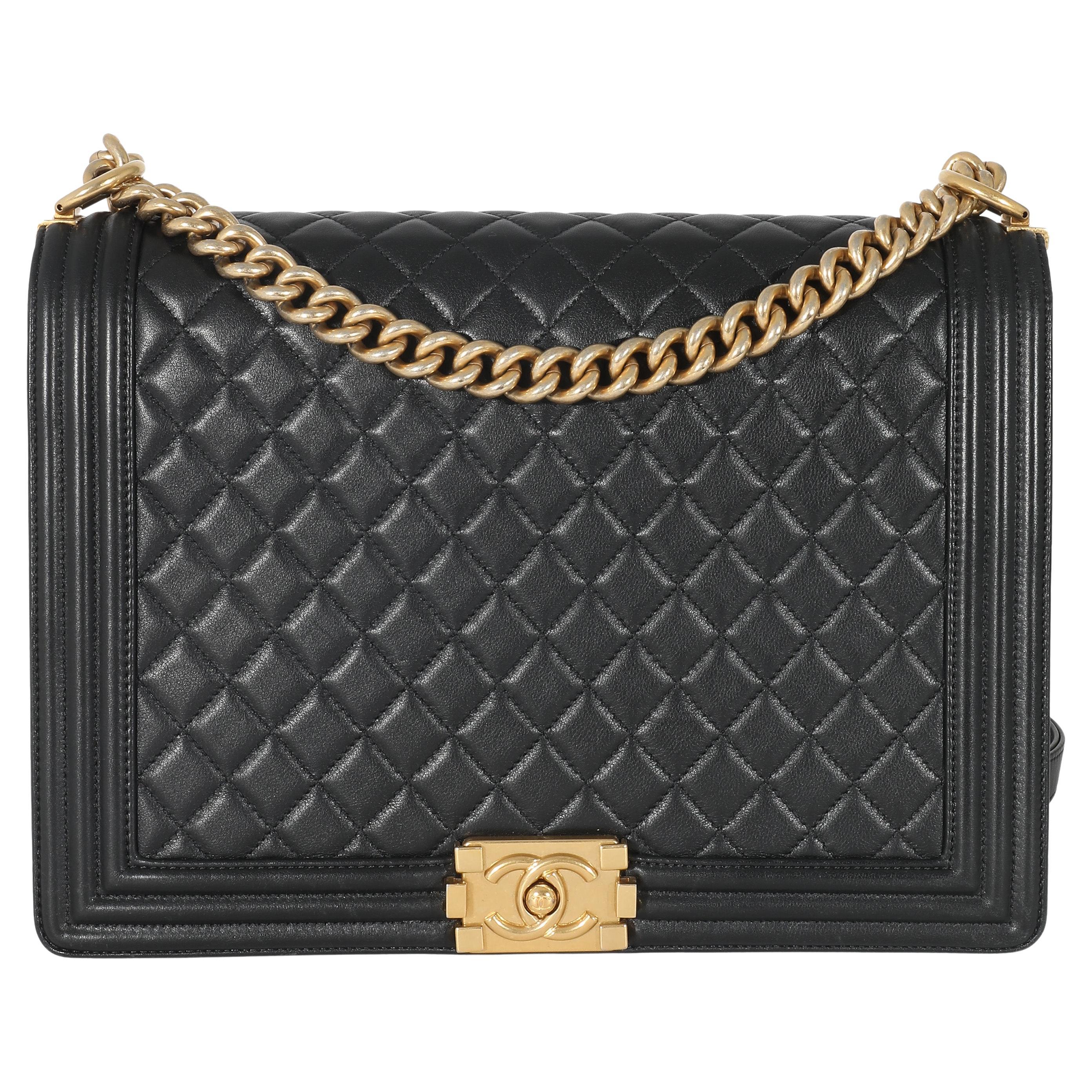 Chanel Black Quilted Calfskin Large Boy Bag For Sale at 1stDibs