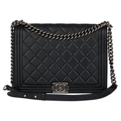 Used CHANEL Black Quilted Calfskin Leather Large Le Boy Bag 