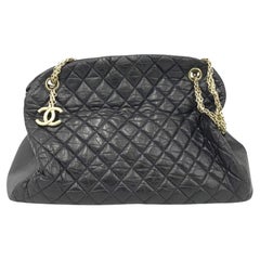Vintage Chanel Black Quilted Calfskin Leather Mademoiselle Bowling Shoulder Bag