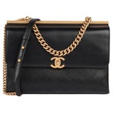 Chanel Black Quilted Calfskin Leather Medium Coco Luxe Top Handle