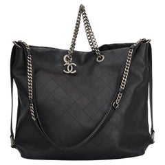 Vintage Chanel Black Quilted Calfskin Leather Urban Allure Hobo Bag (2017) Medium