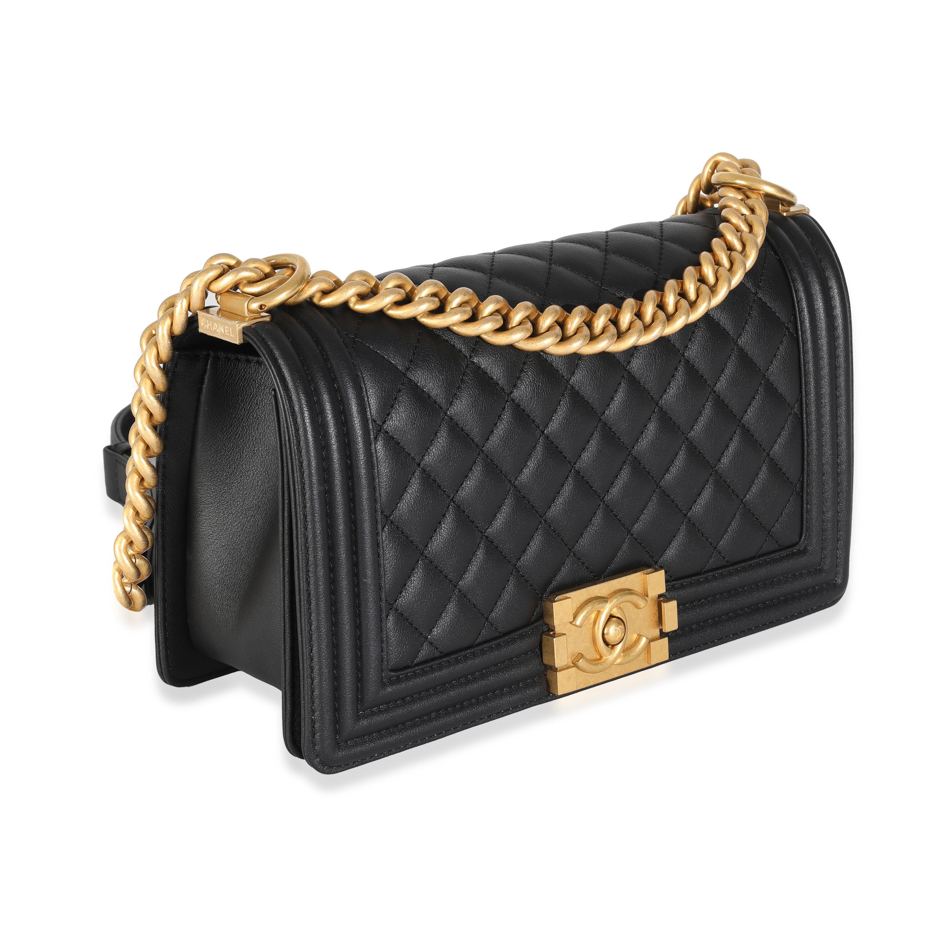 Chanel Black Quilted Calfskin Medium Boy Bag In Excellent Condition In New York, NY