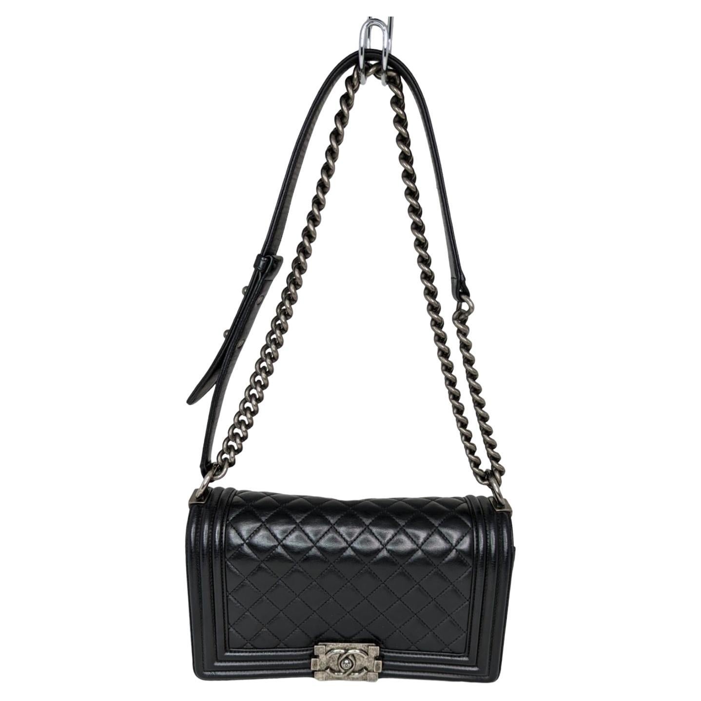 Chanel Black Quilted Calfskin Medium Boy Bag