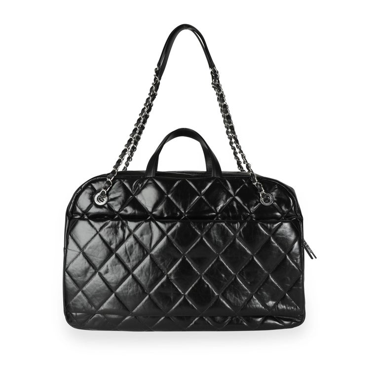 Chanel Black Quilted Calfskin Oversized Bowling Flap Bag For Sale 2